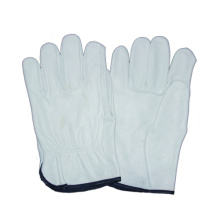 Weißer Kuh-Korn-Fahrer-Handschuh, Arbeit-Leder-Handschuh